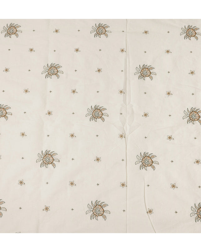 White Floral Cotton Voile Fabric 110cm India