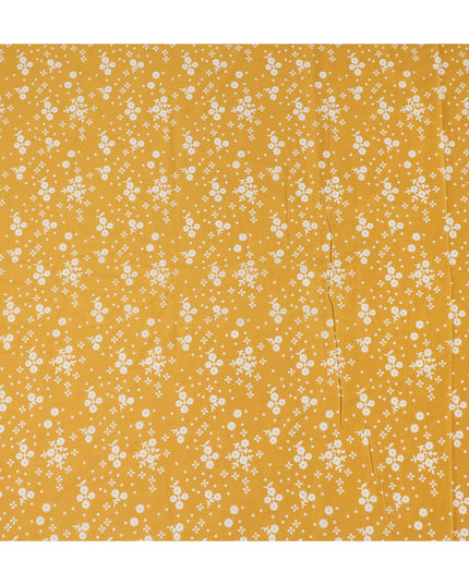 Yellow Floral Cotton Lawn Printed Fabric 110cm India