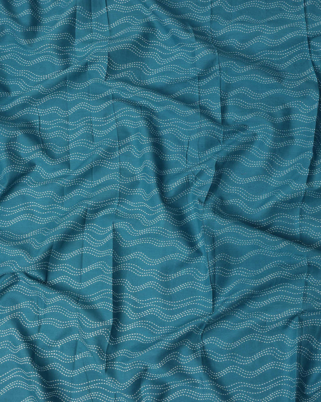 Blue Stripe Cotton Lawn Printed Fabric 110cm India