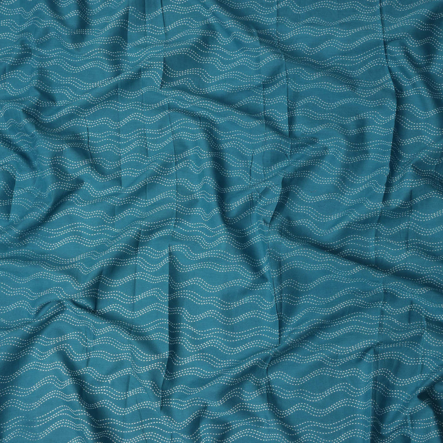 Blue Stripe Cotton Lawn Printed Fabric 110cm India