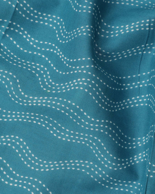 Blue Stripe Cotton Lawn Printed Fabric 110cm India