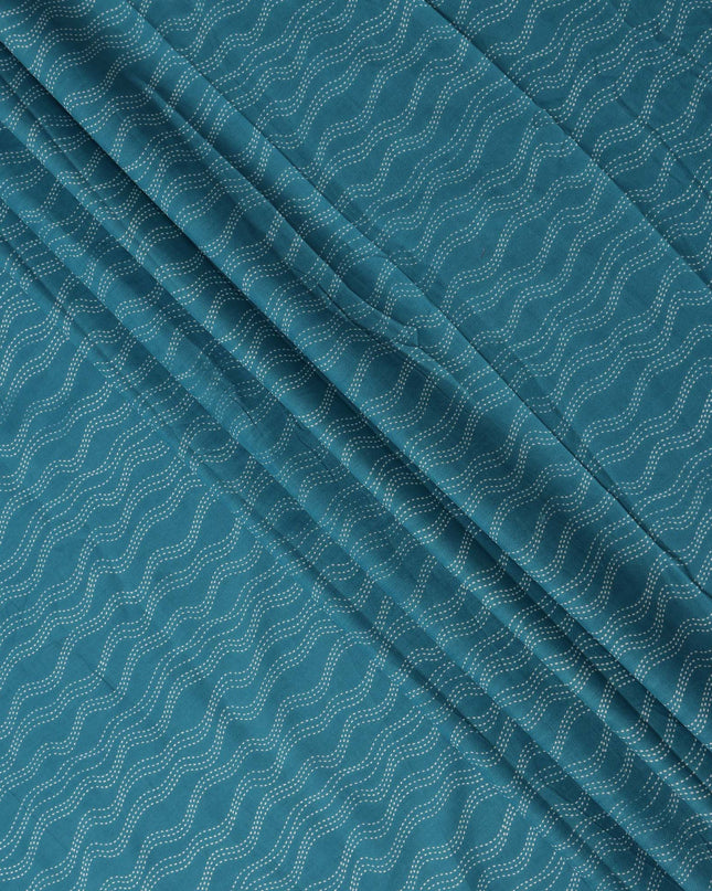 Blue Stripe Cotton Lawn Printed Fabric 110cm India