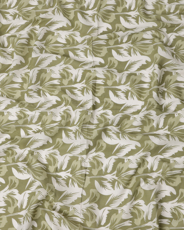 Green Leaf Cotton Lawn Printed Fabric 110cm India