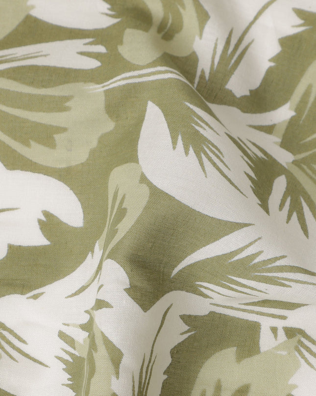 Green Leaf Cotton Lawn Printed Fabric 110cm India