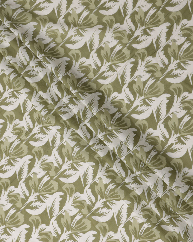 Green Leaf Cotton Lawn Printed Fabric 110cm India