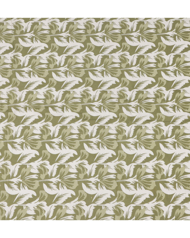 Green Leaf Cotton Lawn Printed Fabric 110cm India