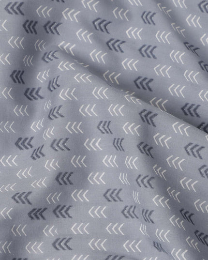Grey Abstract Cotton Lawn Printed Fabric 110cm India