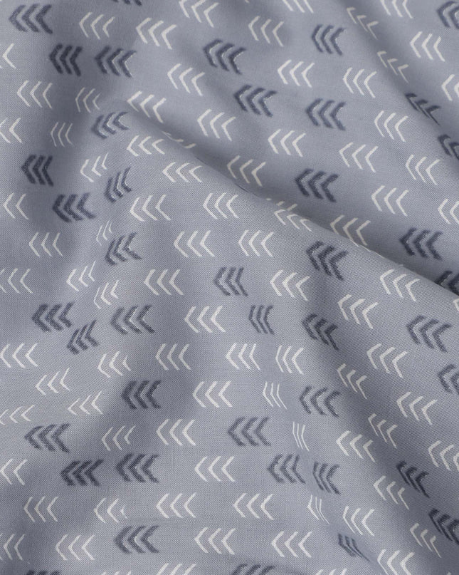 Grey Abstract Cotton Lawn Printed Fabric 110cm India