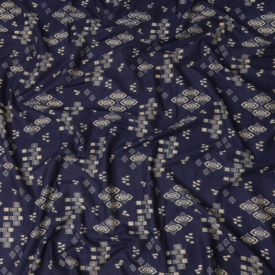 Blue Geometric Cotton Lawn Printed Fabric 110cm India