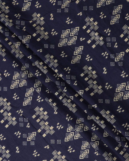 Blue Geometric Cotton Lawn Printed Fabric 110cm India