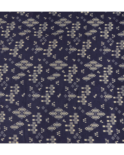 Blue Geometric Cotton Lawn Printed Fabric 110cm India