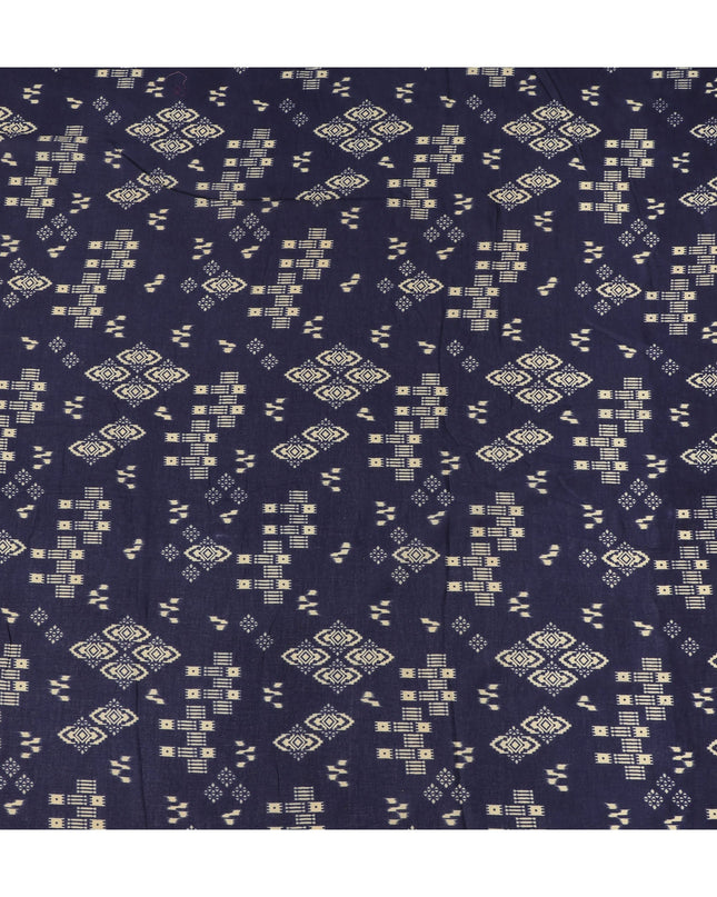 Blue Geometric Cotton Lawn Printed Fabric 110cm India