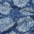 Blue Floral Cotton Lawn Printed Fabric 110cm India