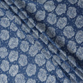 Blue Floral Cotton Lawn Printed Fabric 110cm India