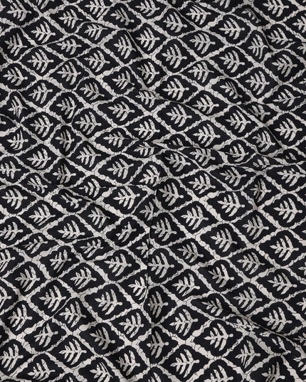 Black Geometric Cotton Lawn Printed Fabric 110cm India