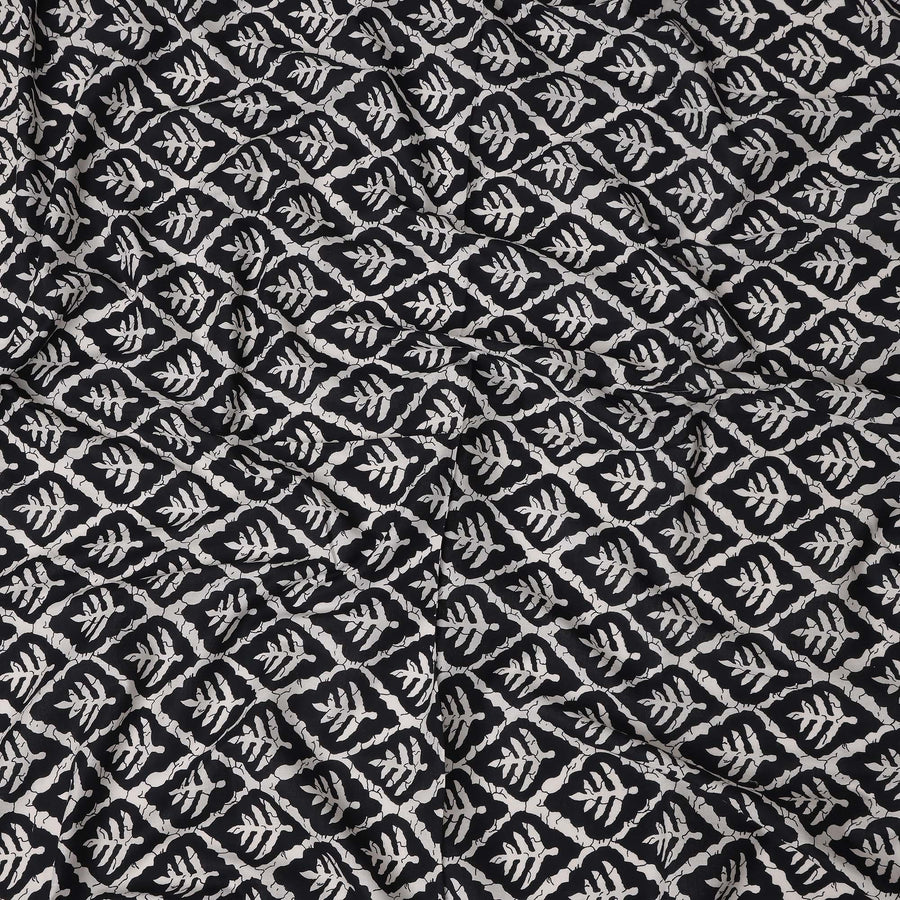 Black Geometric Cotton Lawn Printed Fabric 110cm India