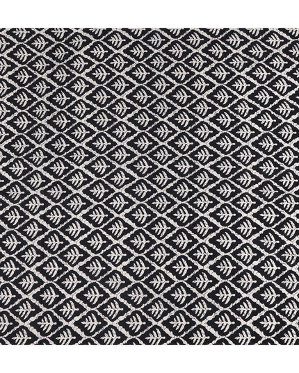 Black Geometric Cotton Lawn Printed Fabric 110cm India