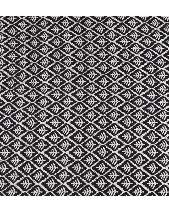 Black Geometric Cotton Lawn Printed Fabric 110cm India