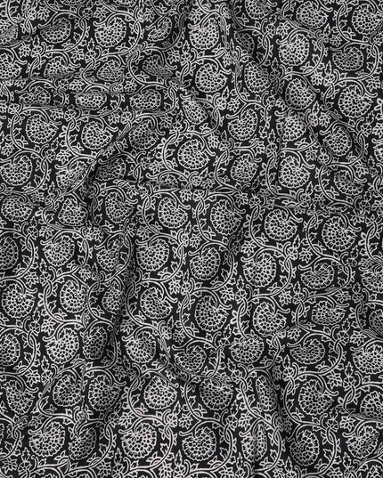 Black Paisley Cotton Lawn Printed Fabric 110cm India