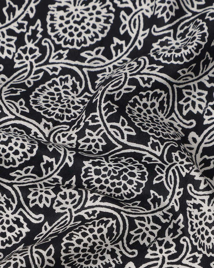 Black Paisley Cotton Lawn Printed Fabric 110cm India