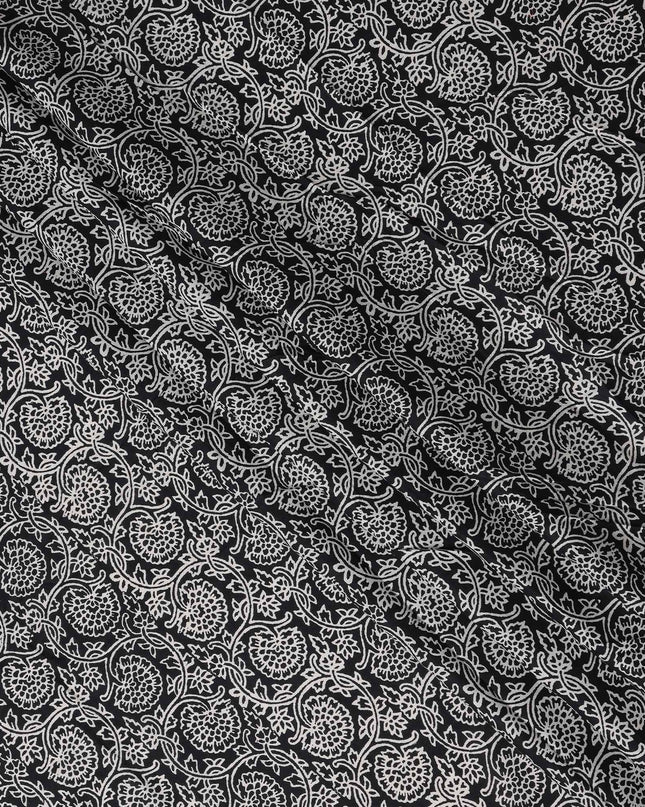 Black Paisley Cotton Lawn Printed Fabric 110cm India