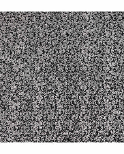 Black Paisley Cotton Lawn Printed Fabric 110cm India