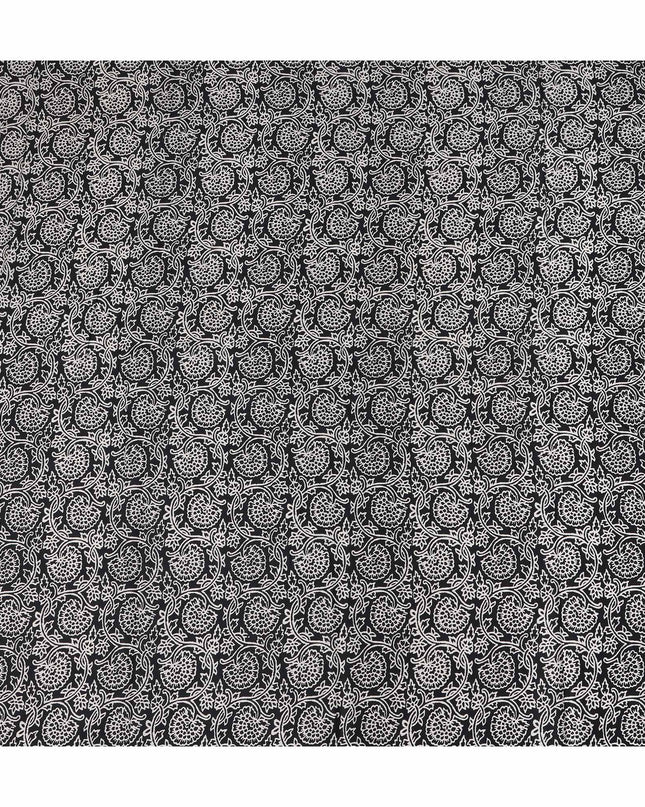 Black Paisley Cotton Lawn Printed Fabric 110cm India