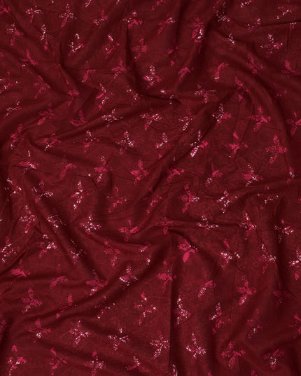 Red Floral Cotton Lawn Printed Fabric 110cm India