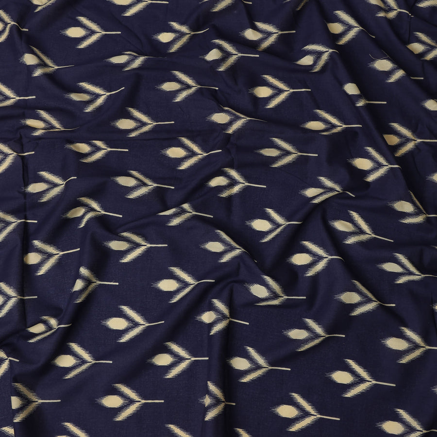 Blue Leaf Cotton Lawn Printed Fabric 110cm India