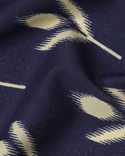 Blue Leaf Cotton Lawn Printed Fabric 110cm India