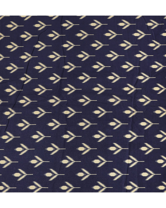 Blue Leaf Cotton Lawn Printed Fabric 110cm India
