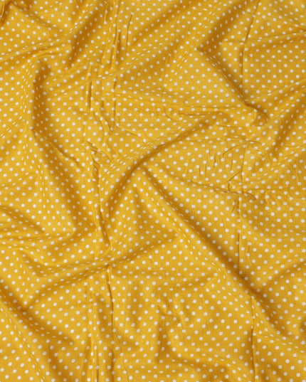 Yellow Polka Dot Cotton Lawn Printed Fabric 110cm India