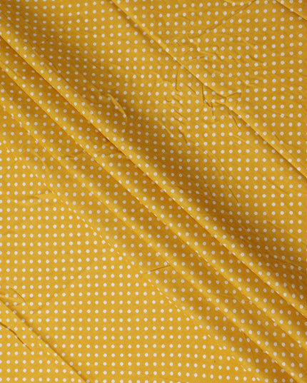Yellow Polka Dot Cotton Lawn Printed Fabric 110cm India