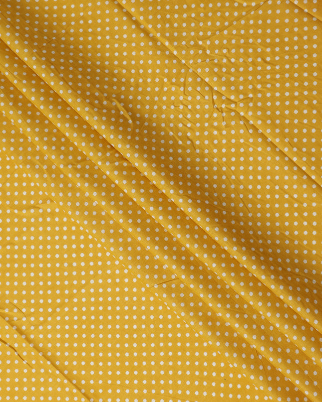 Yellow Polka Dot Cotton Lawn Printed Fabric 110cm India