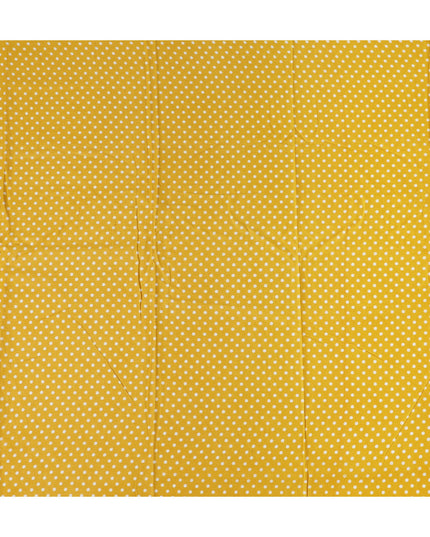 Yellow Polka Dot Cotton Lawn Printed Fabric 110cm India