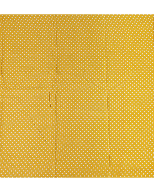 Yellow Polka Dot Cotton Lawn Printed Fabric 110cm India