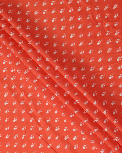 Orange Floral Cotton Lawn Printed Fabric 110cm India