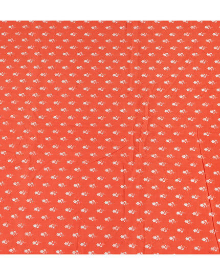 Orange Floral Cotton Lawn Printed Fabric 110cm India