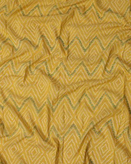 Yellow Geometric Cotton Lawn Printed Fabric 110cm India