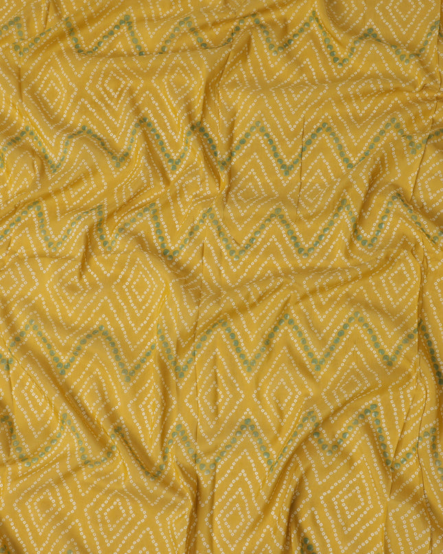 Yellow Geometric Cotton Lawn Printed Fabric 110cm India