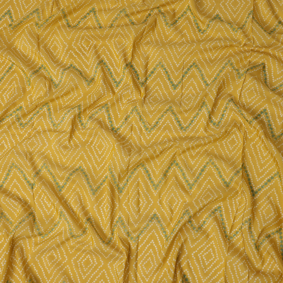 Yellow Geometric Cotton Lawn Printed Fabric 110cm India