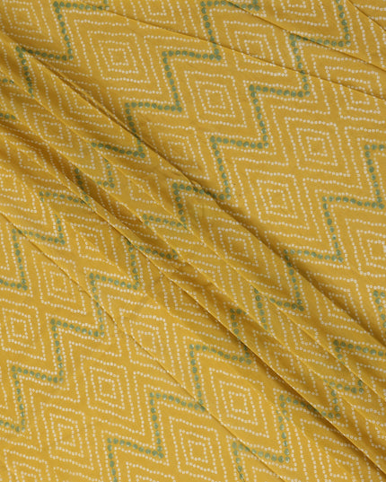 Yellow Geometric Cotton Lawn Printed Fabric 110cm India