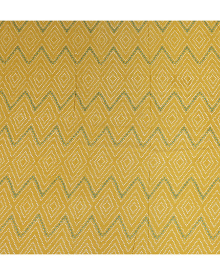 Yellow Geometric Cotton Lawn Printed Fabric 110cm India