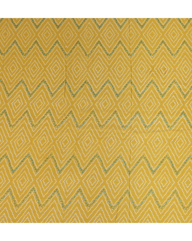 Yellow Geometric Cotton Lawn Printed Fabric 110cm India