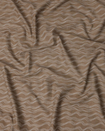 Brown Stripe Cotton Lawn Printed Fabric 110cm India