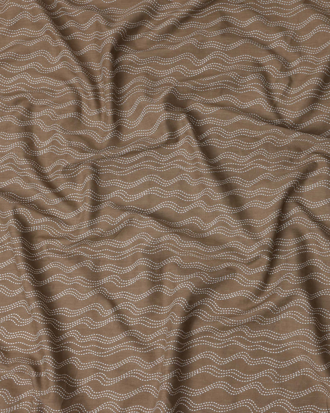 Brown Stripe Cotton Lawn Printed Fabric 110cm India