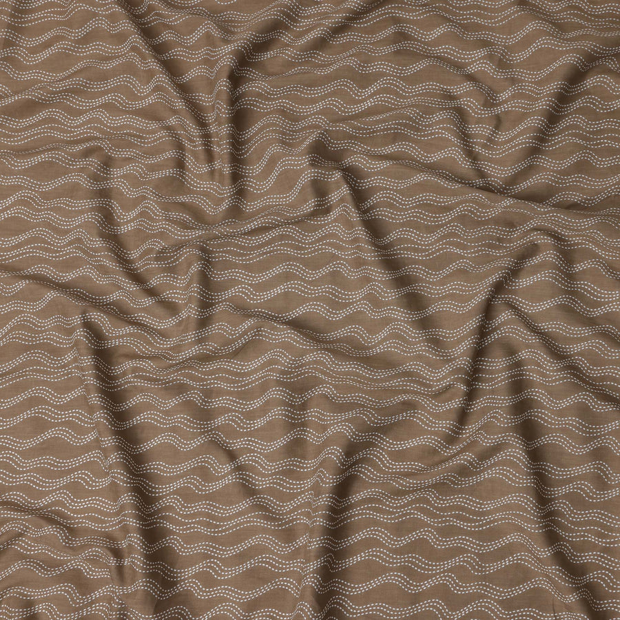 Brown Stripe Cotton Lawn Printed Fabric 110cm India