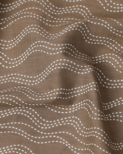 Brown Stripe Cotton Lawn Printed Fabric 110cm India