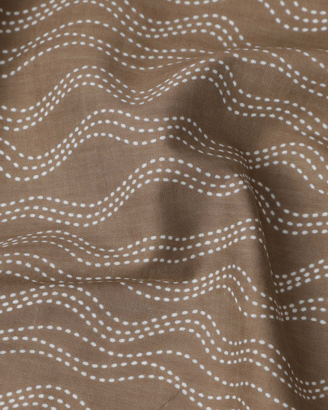 Brown Stripe Cotton Lawn Printed Fabric 110cm India