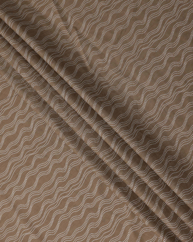 Brown Stripe Cotton Lawn Printed Fabric 110cm India